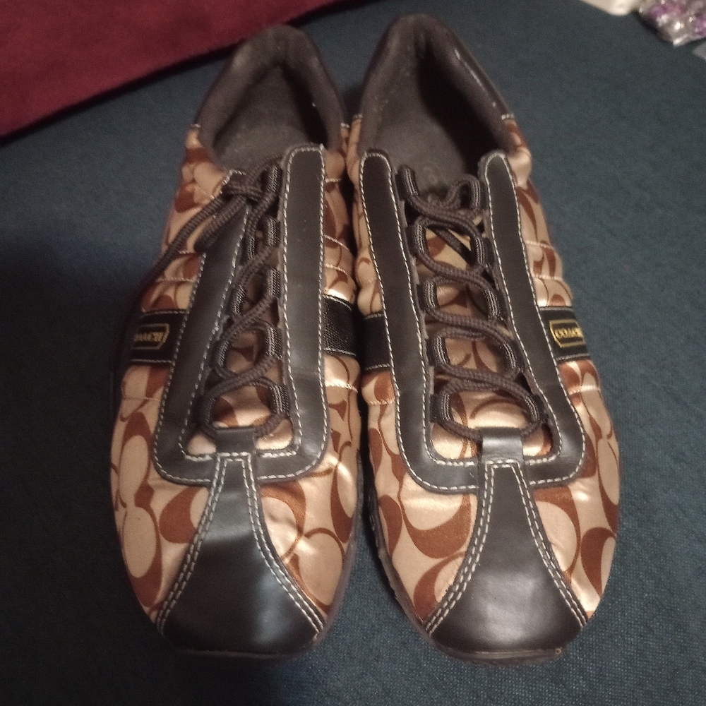 Never worn Coach Kirby Leather Satin Logo Printed Lace Up Joggers - Picture 4 of 4